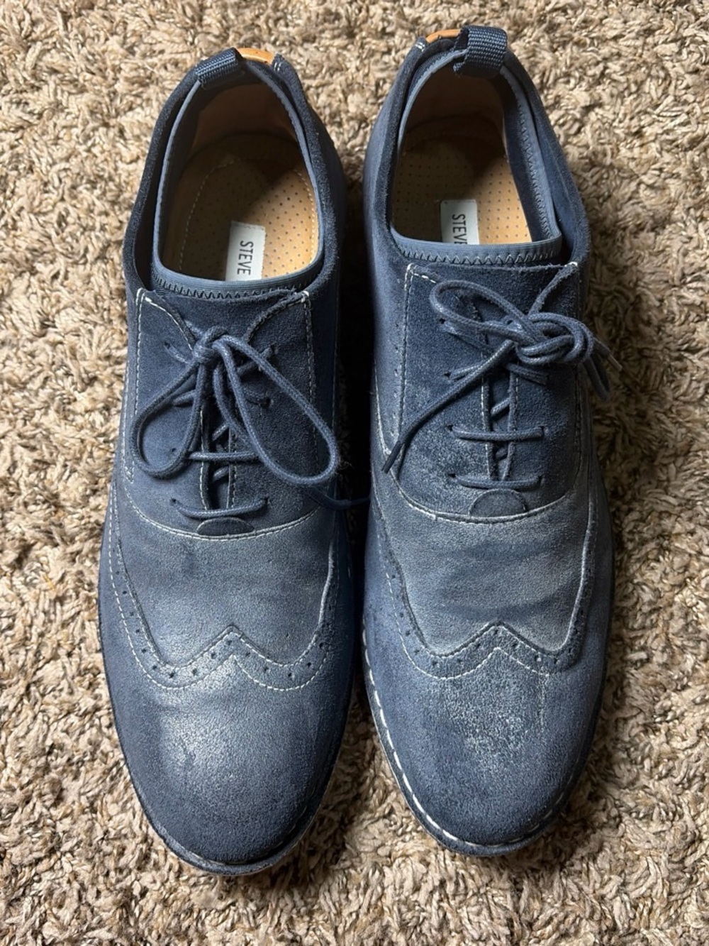 Steve Madden Stark Men’s Navy Blue Wingtip Oxford Lace Up Dress Shoes 13M